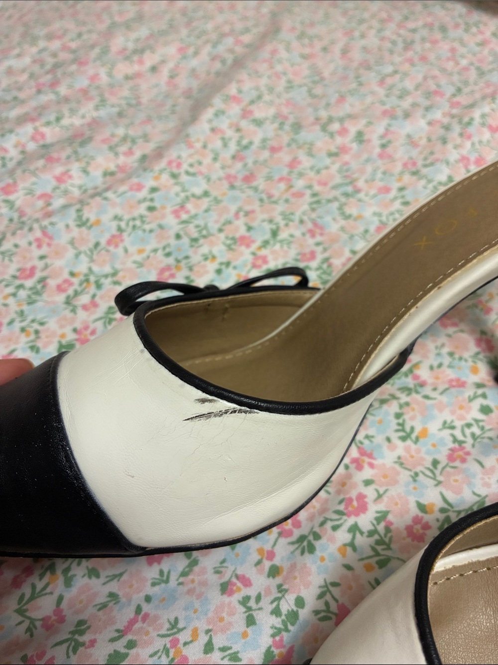 White Fox Boutique Black & White Pointed Mule Heels with Bow - Picture 4 of 6